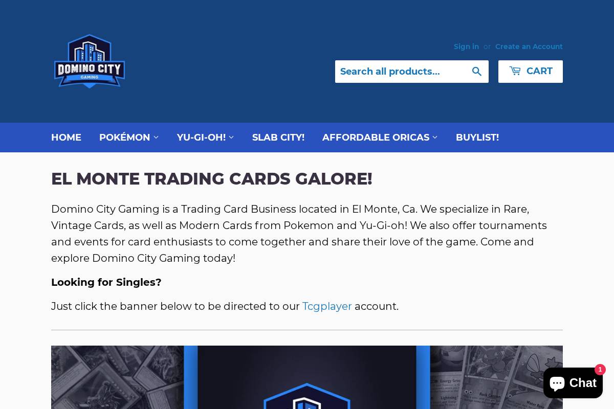 dominocitygamingtcg.com homepage screenshot