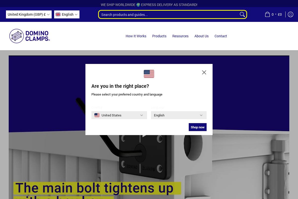 Dominoclamps homepage screenshot