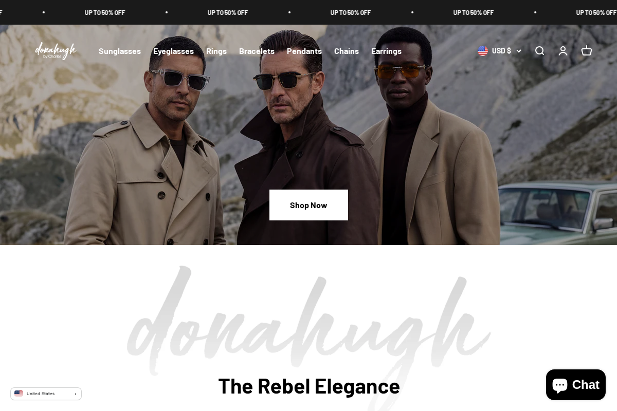 Donahughshop homepage screenshot