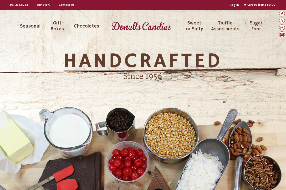 Donells Candies, Inc. homepage screenshot