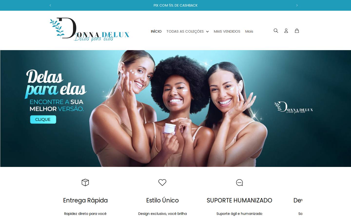 donnadelux.com.br homepage screenshot