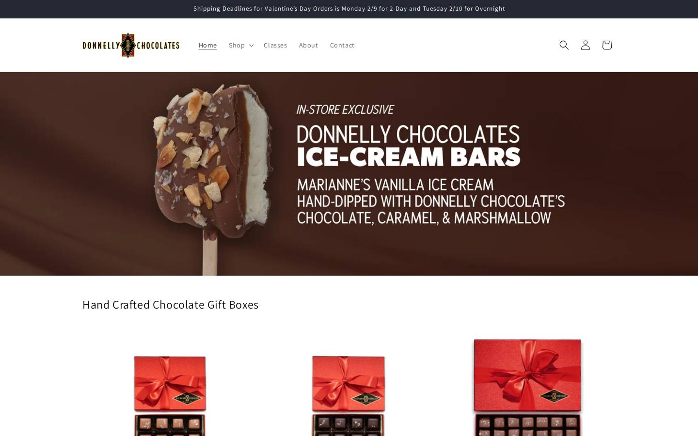 donnellychocolates.com homepage screenshot