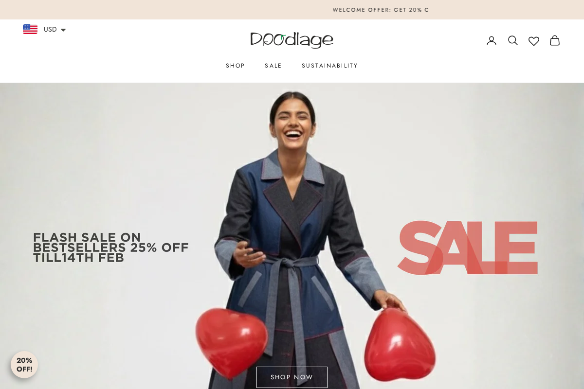 Doodlage homepage screenshot