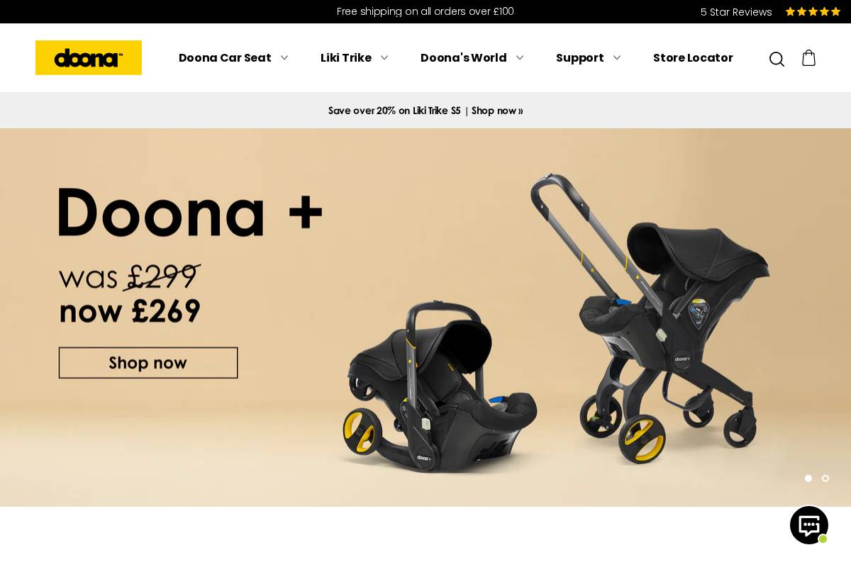Doona UK & Ireland homepage screenshot