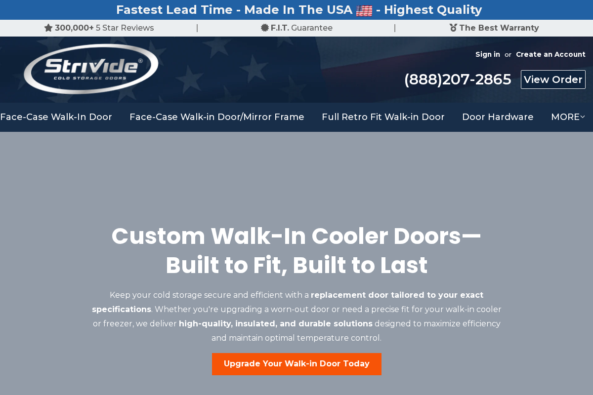 Strivide Cold Storage Doors homepage screenshot
