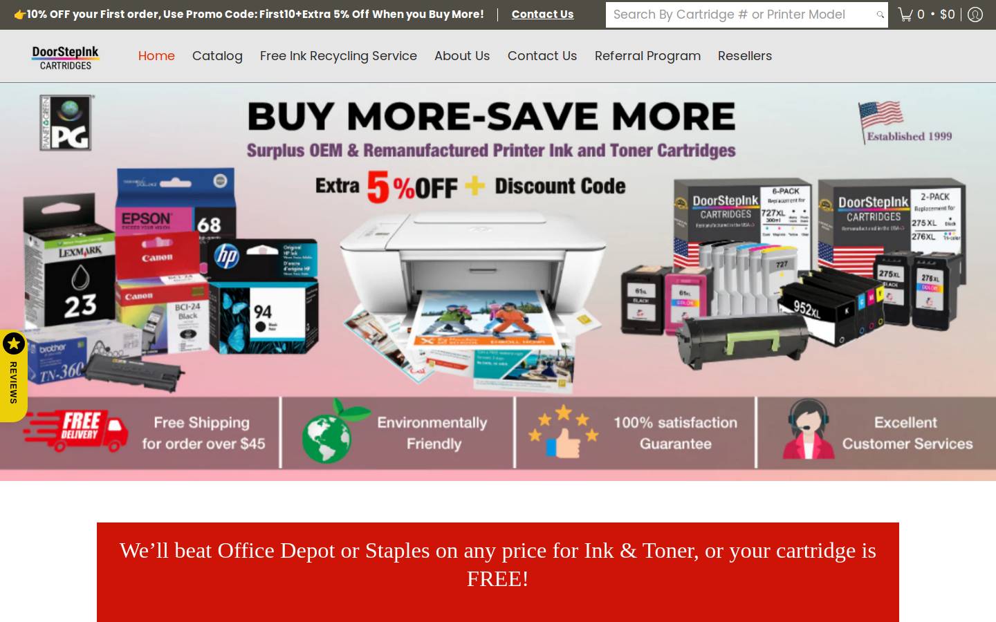 Doorstepink homepage screenshot