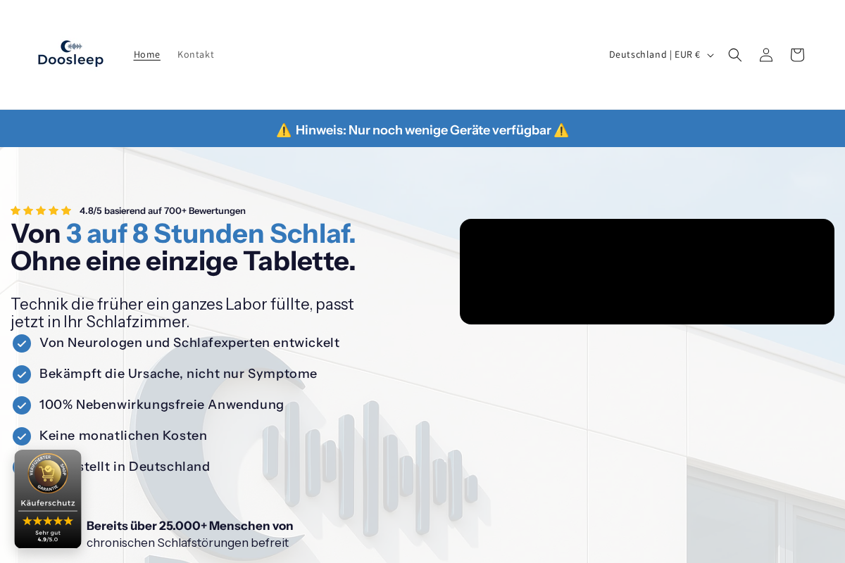 Doosleep homepage screenshot