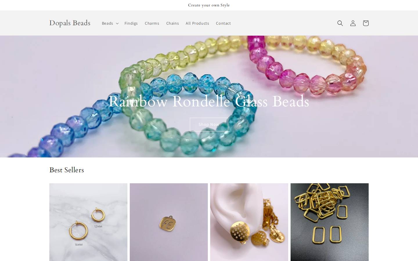 dopalsbeads.com homepage screenshot