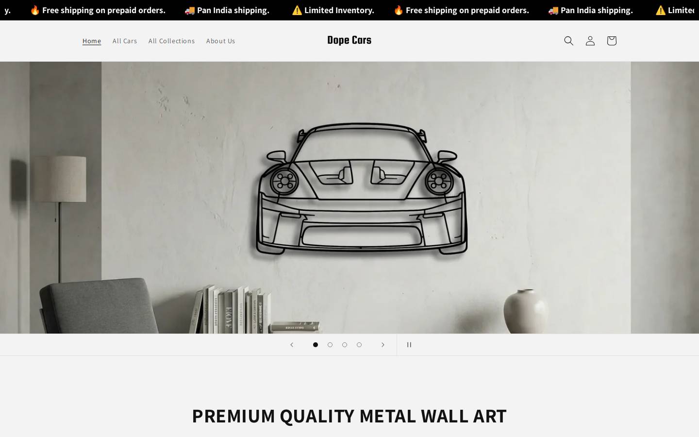 dopecars.in homepage screenshot