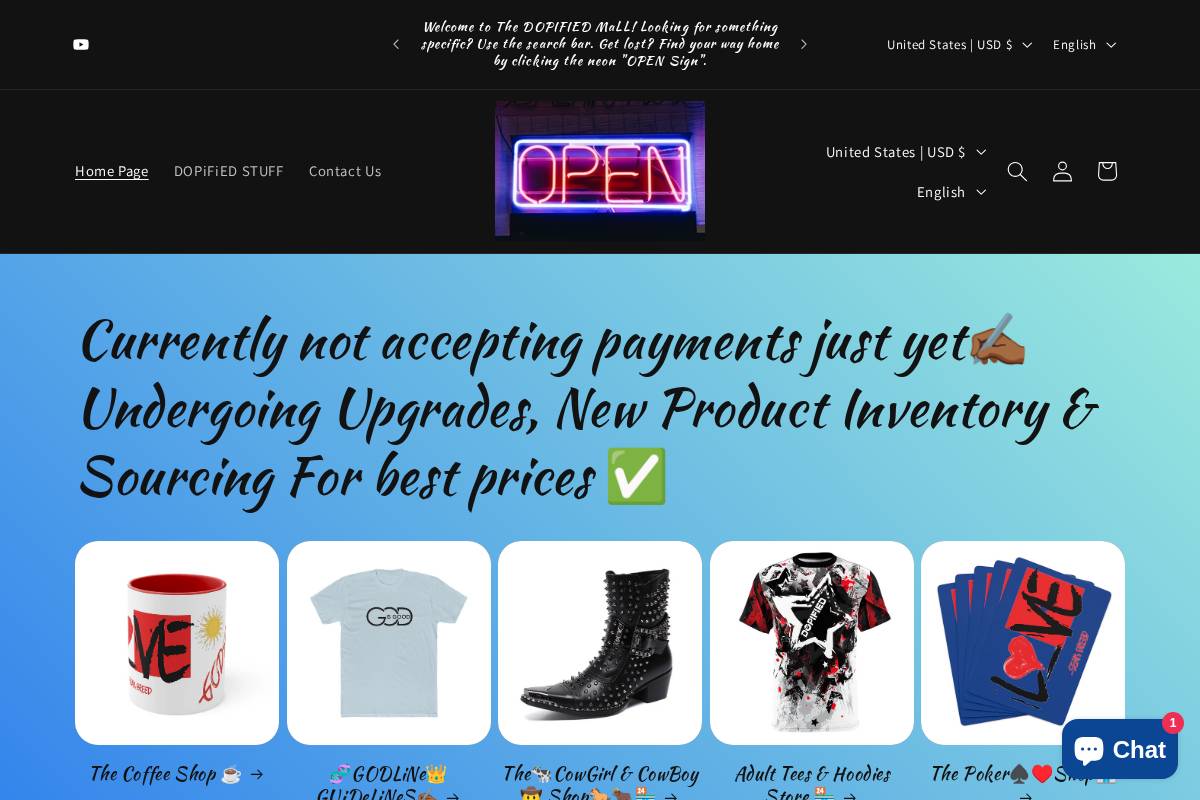 dopifiedapperal.store homepage screenshot