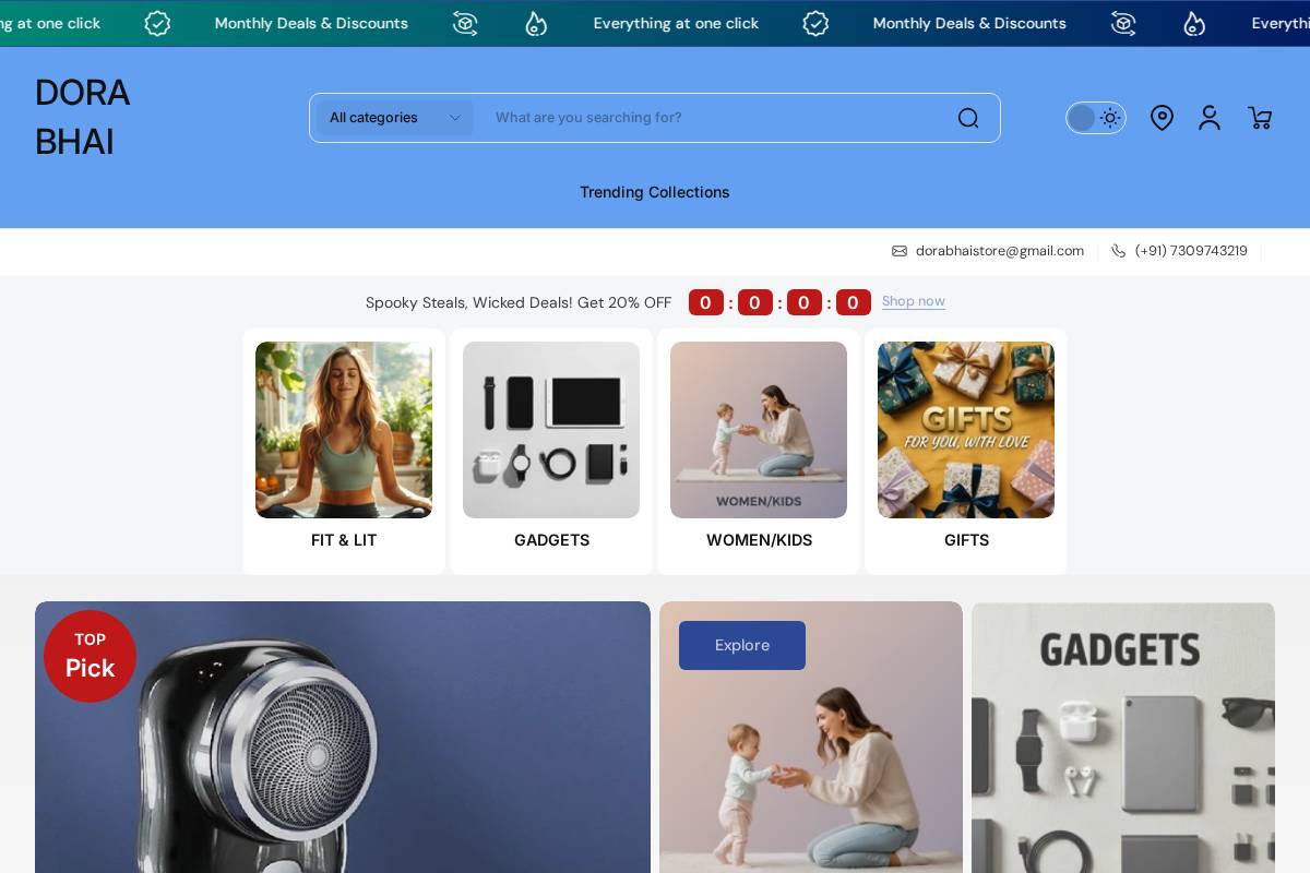 dorabhai.com homepage screenshot