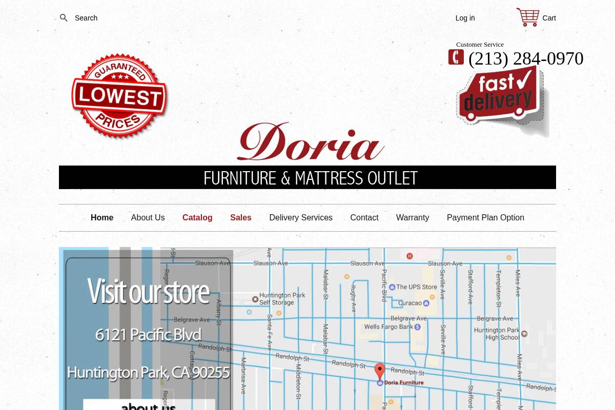 doriafurniture.com homepage screenshot