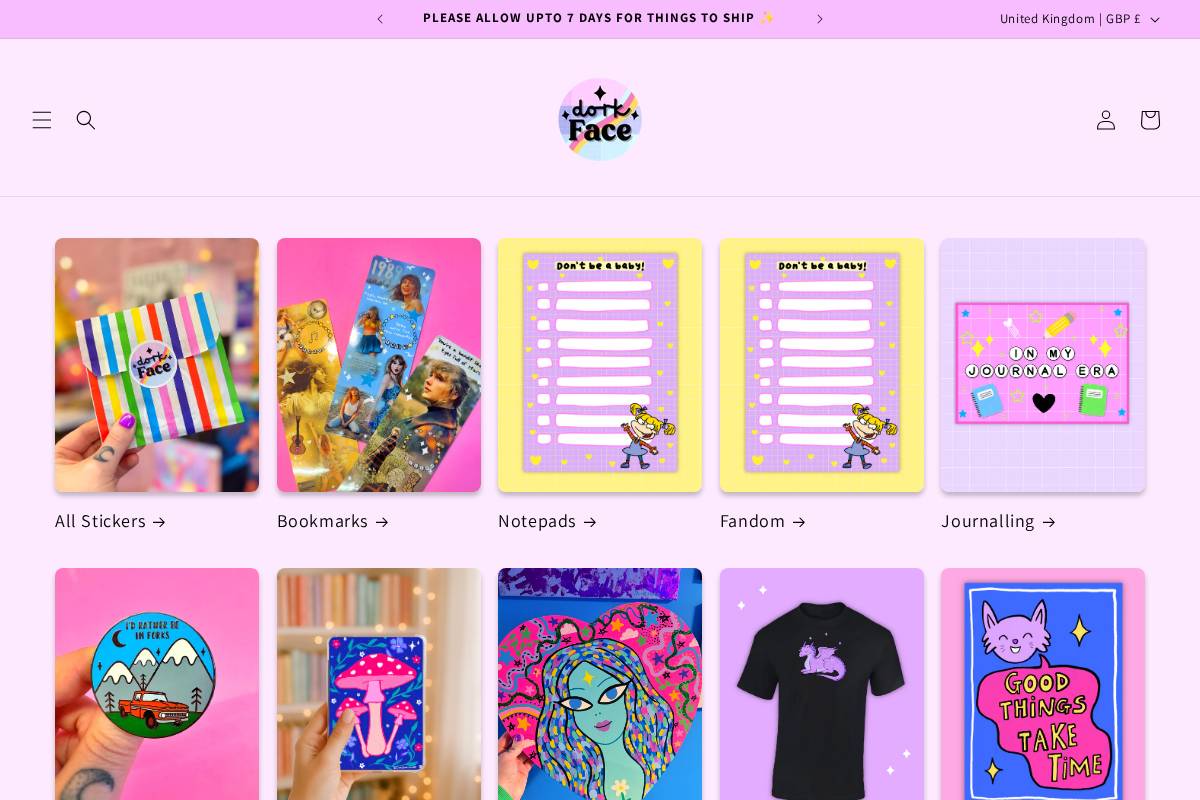 dorkfacecreates.com homepage screenshot