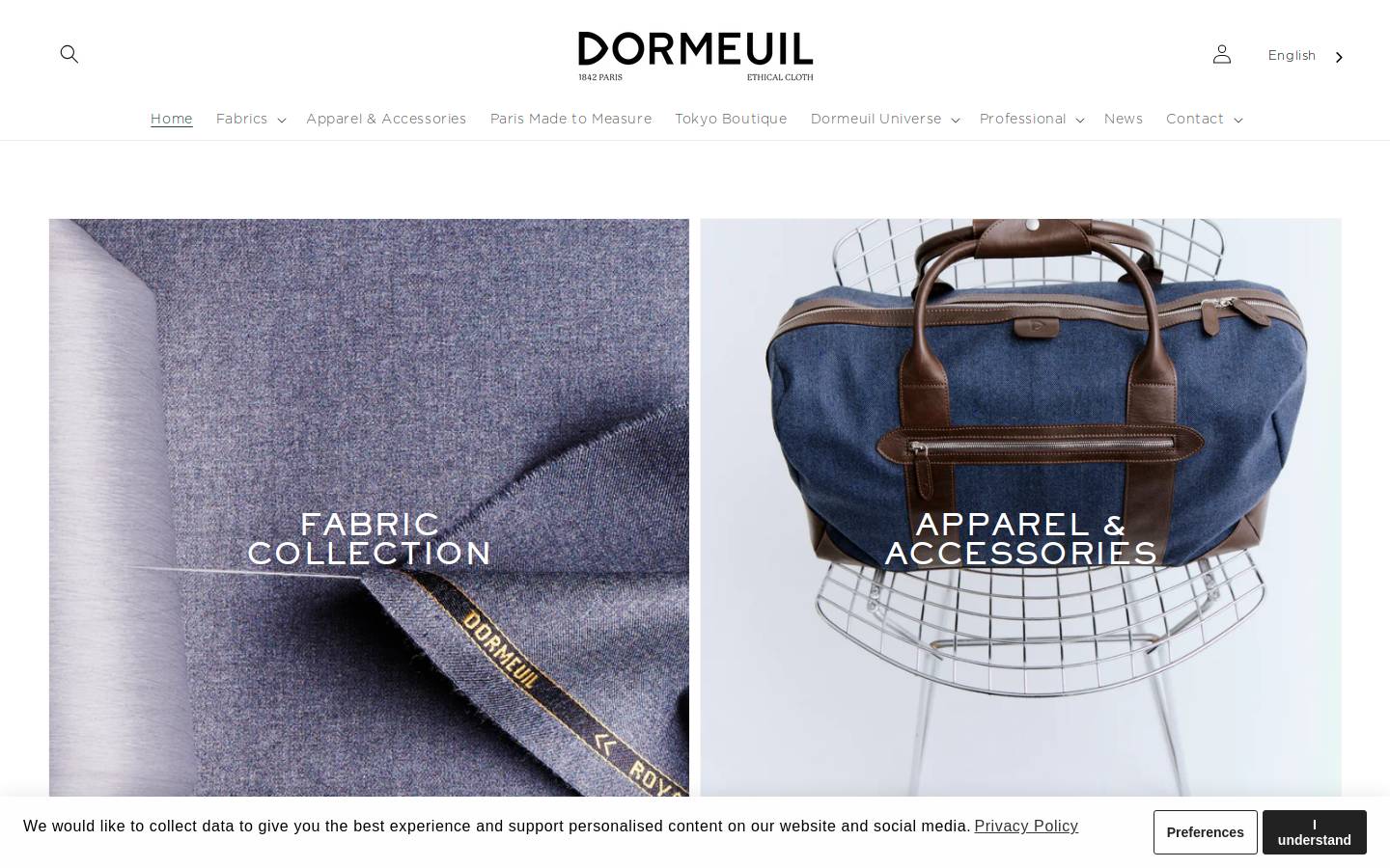 Dormeuil homepage screenshot