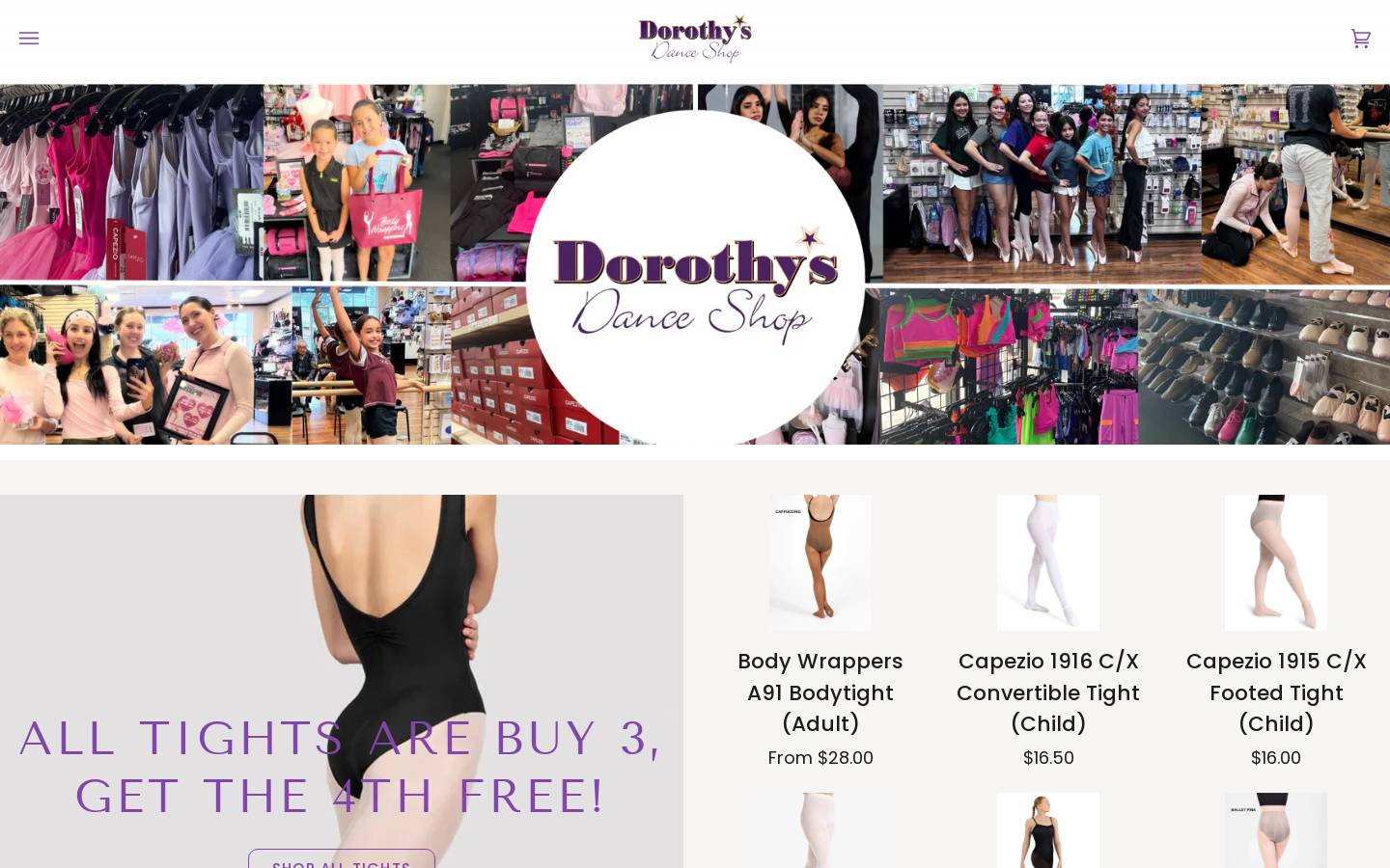 dorothysdanceshop.com homepage screenshot