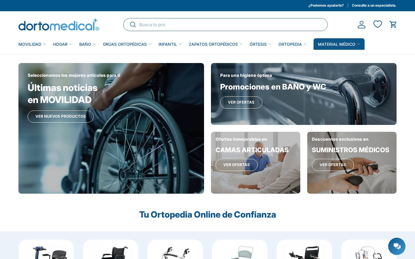 Dortomedical | Ortopedia online - Material médico homepage screenshot