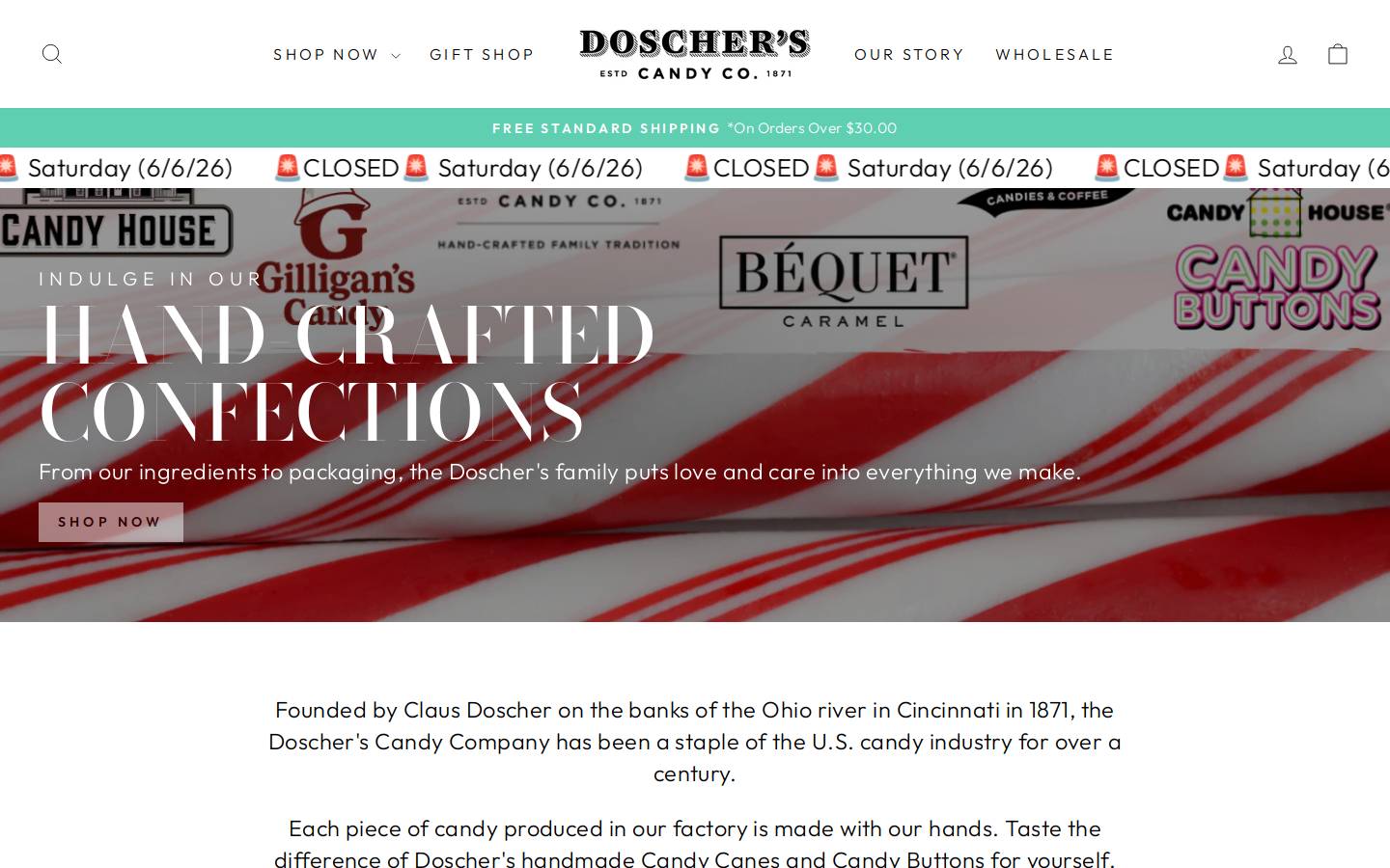 doscherscandies.com homepage screenshot