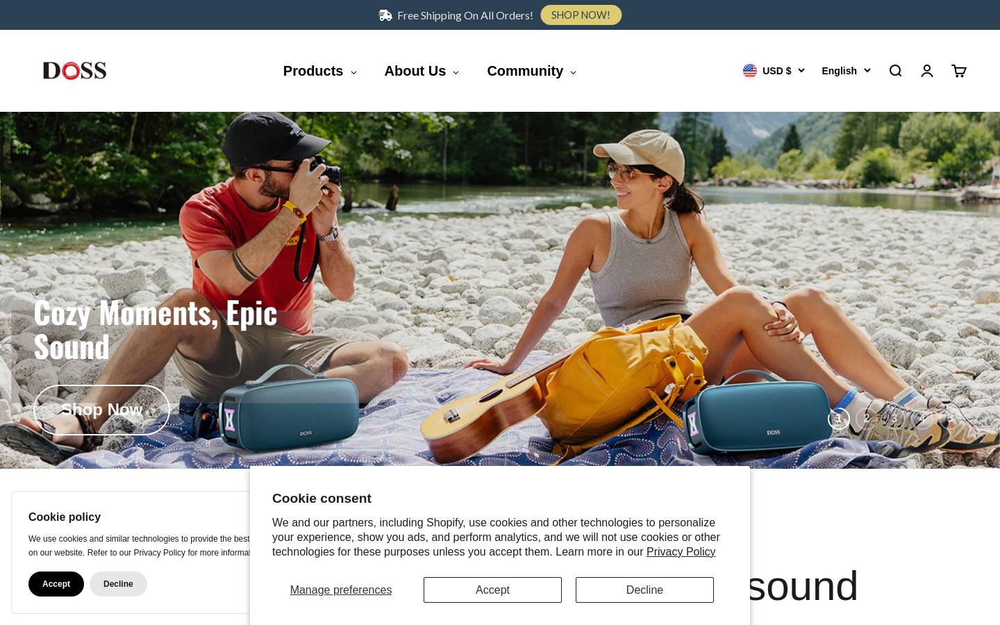 dossaudio.com homepage screenshot