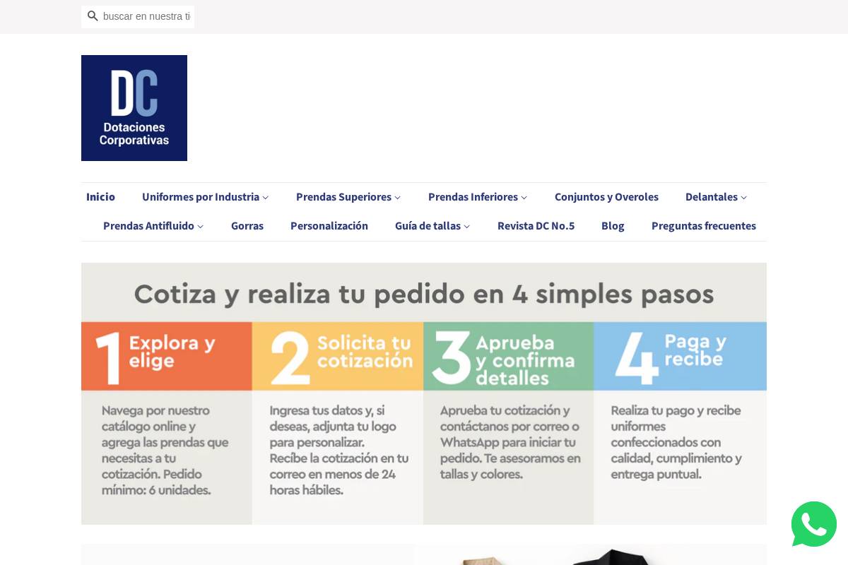 dotacionescorporativas.com homepage screenshot