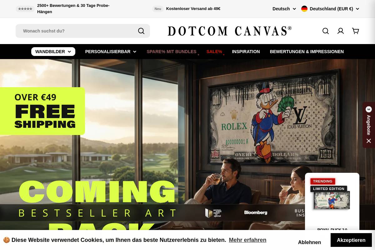 DOTCOMCANVAS® homepage screenshot