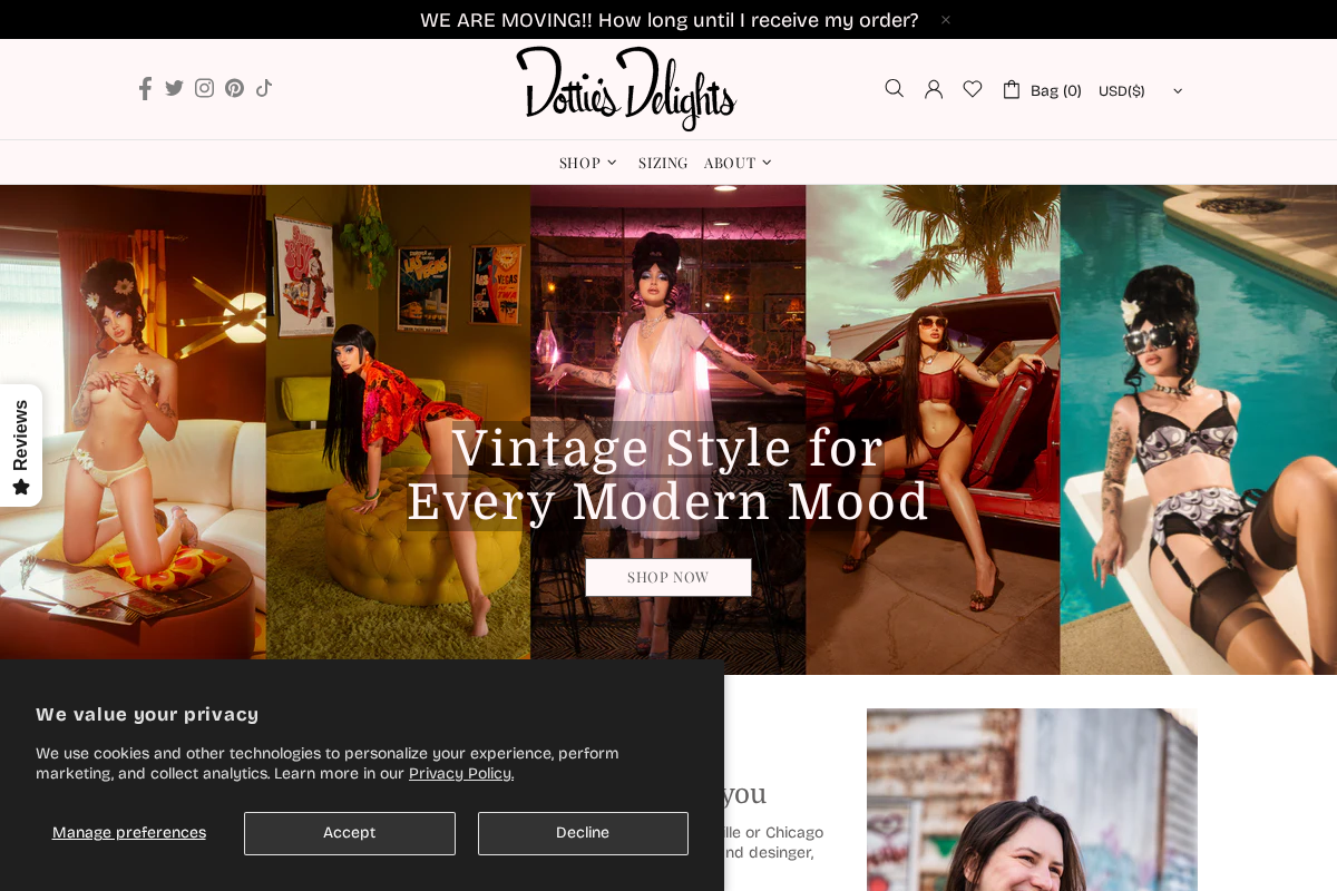 Dottie's Delights homepage screenshot