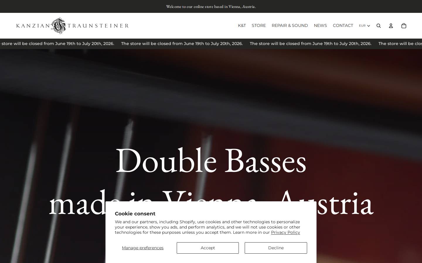 doublebassmaker.com homepage screenshot