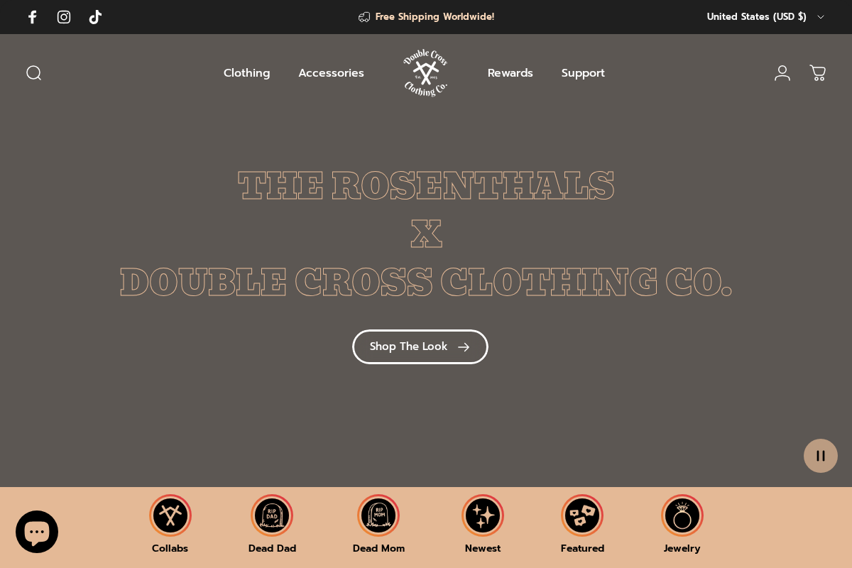 Double Cross Clothing Co. homepage screenshot