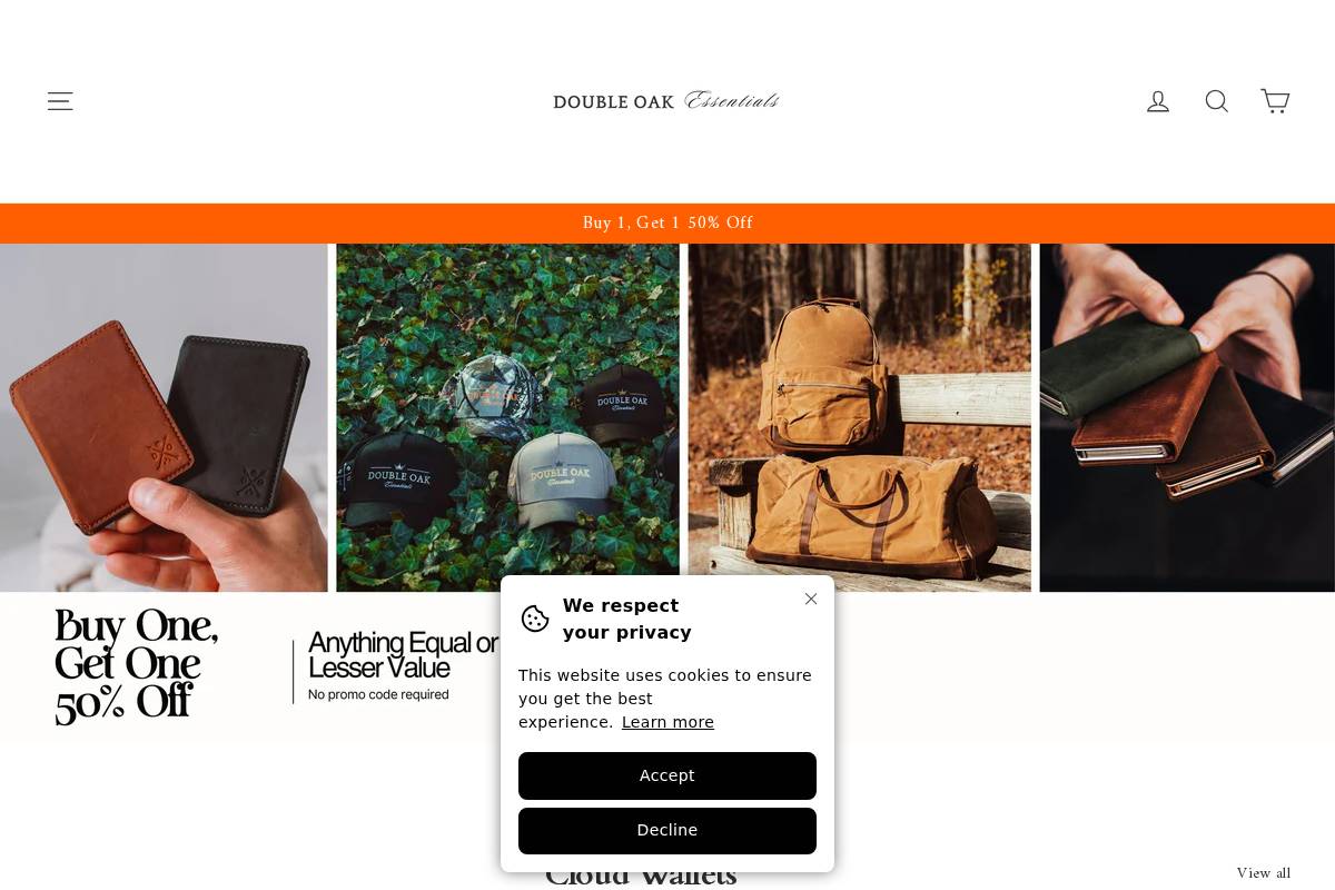 Doubleoakessentials homepage screenshot
