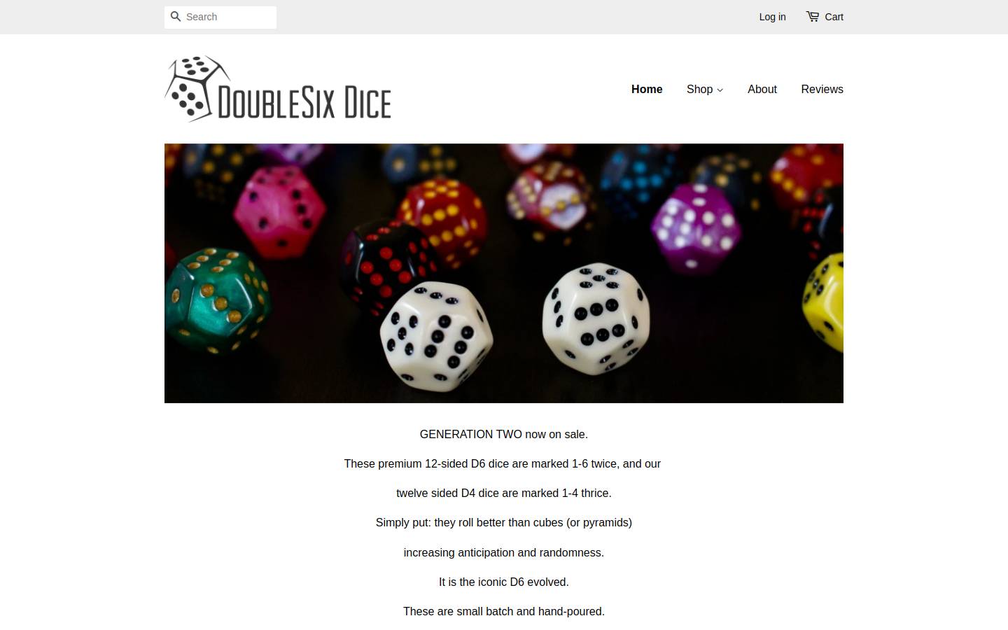 doublesixdice.com homepage screenshot