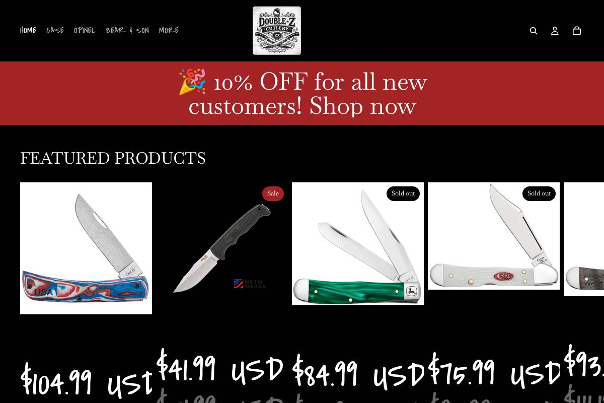doublezcutlery.com homepage screenshot