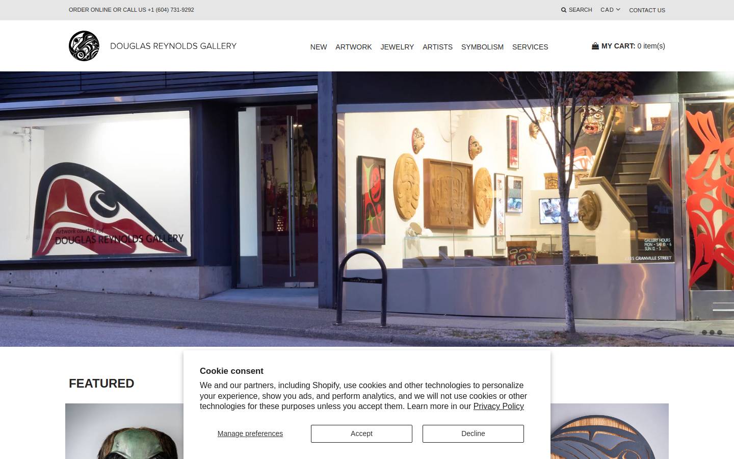 douglasreynoldsgallery.com homepage screenshot