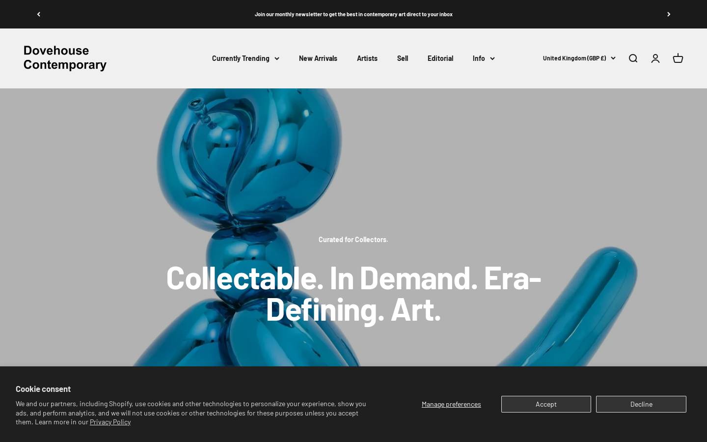 dovehousecontemporary.com homepage screenshot
