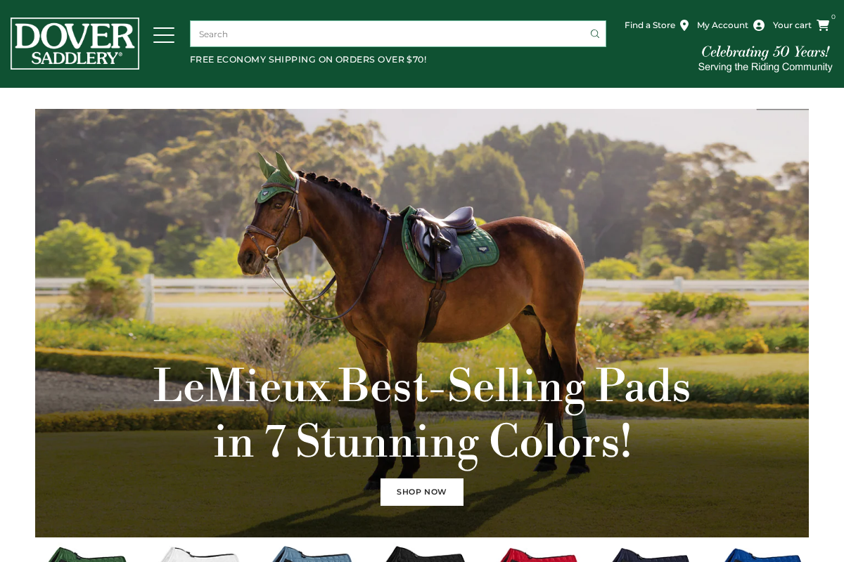 Dover Saddlery homepage screenshot