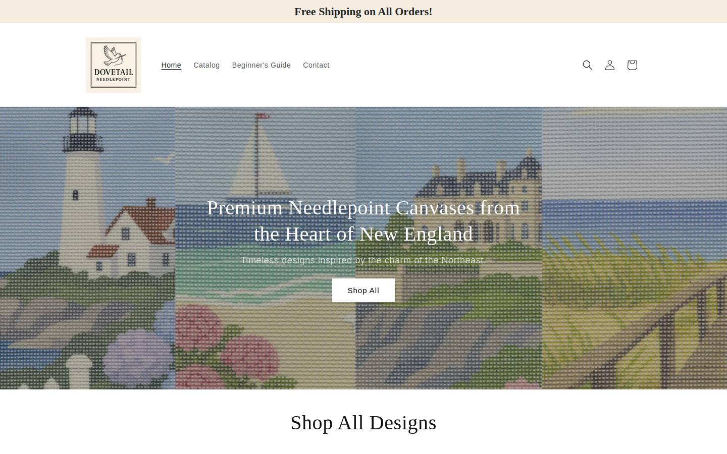 dovetailneedlepoint.com homepage screenshot