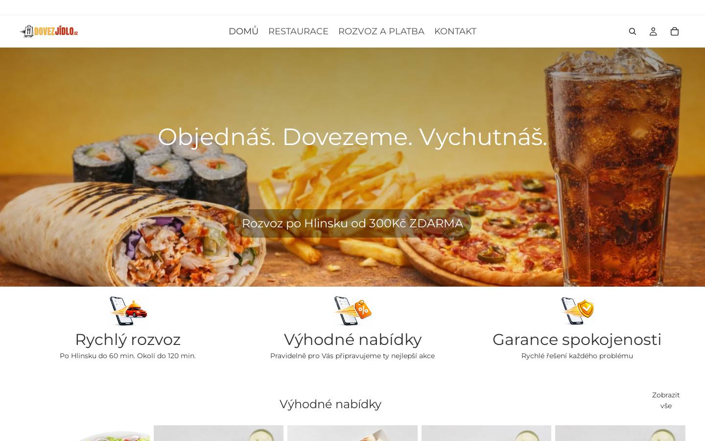 dovezjidlo.cz homepage screenshot