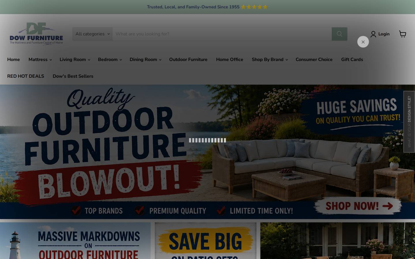 dowfurniture.com homepage screenshot