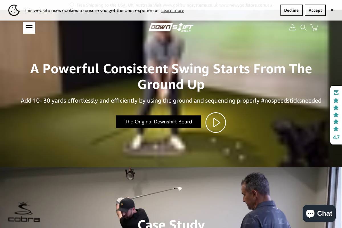 Downshiftgolf homepage screenshot
