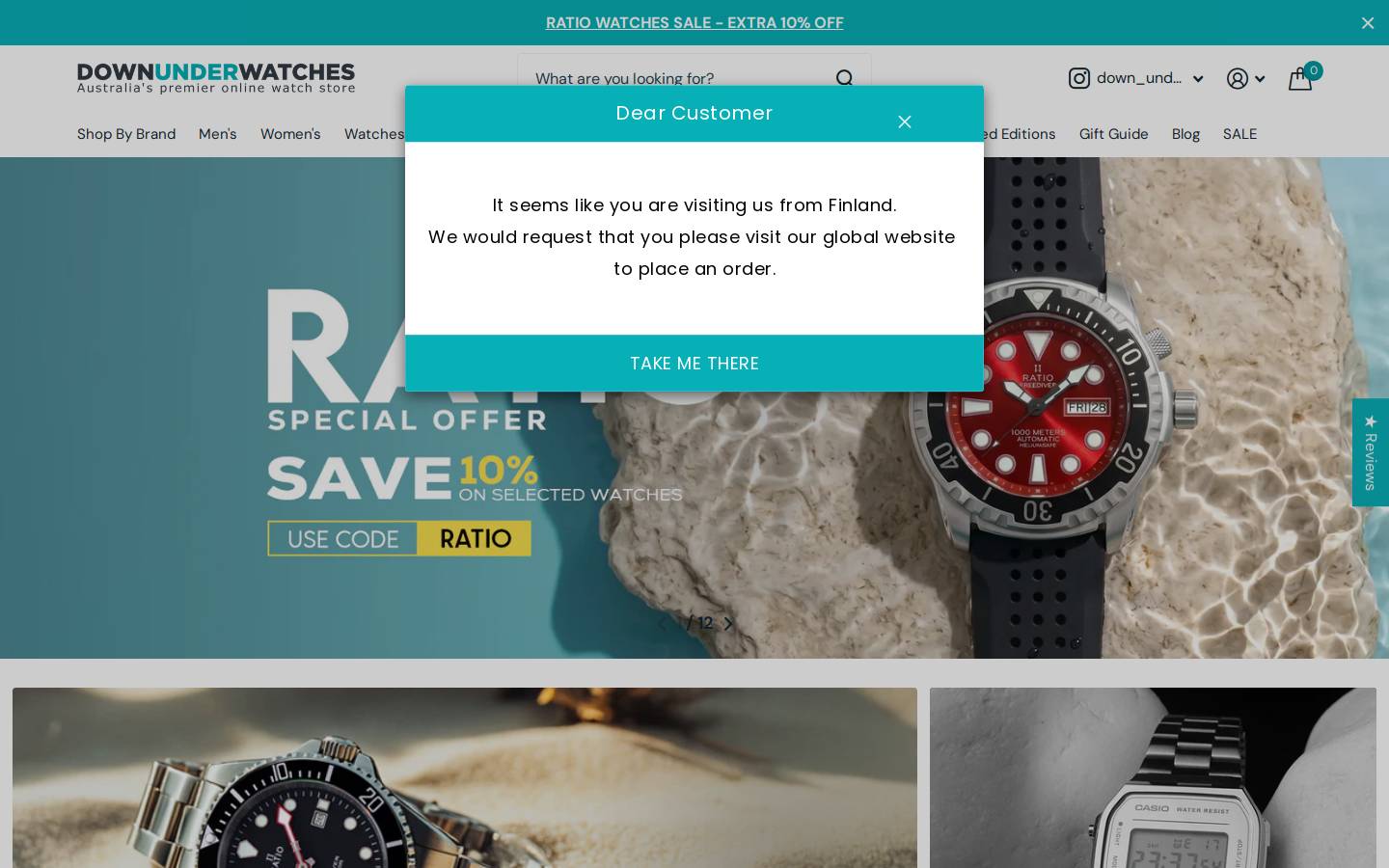 DownUnderWatches homepage screenshot