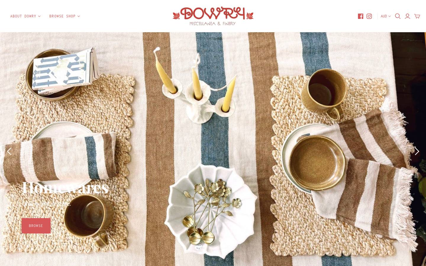 dowry.com.au homepage screenshot