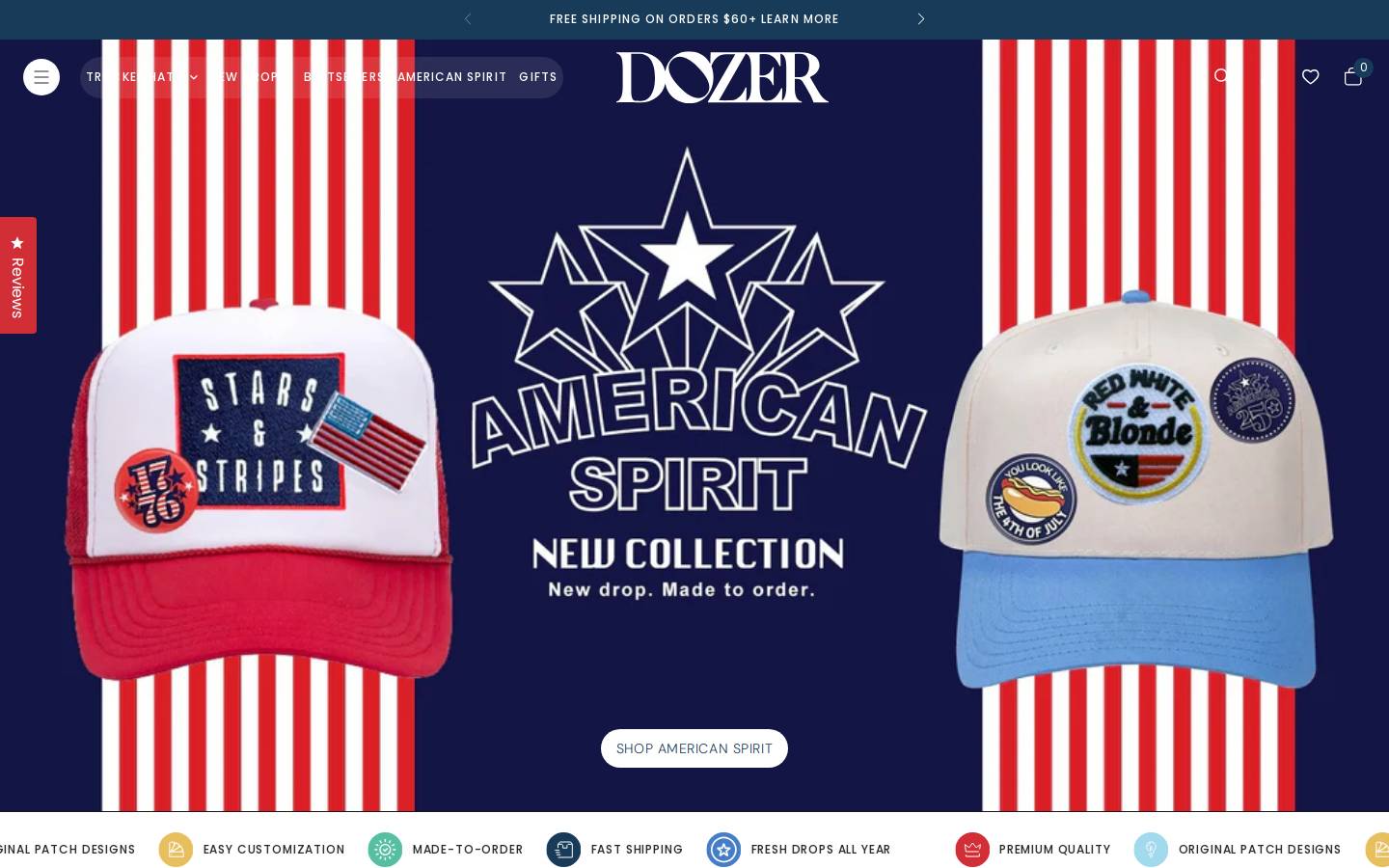 dozercustomtruckerhats.com homepage screenshot