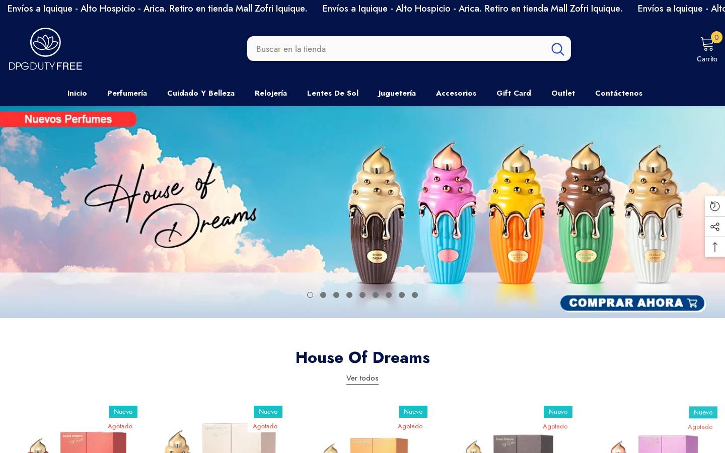 dpgdutyfree.cl homepage screenshot