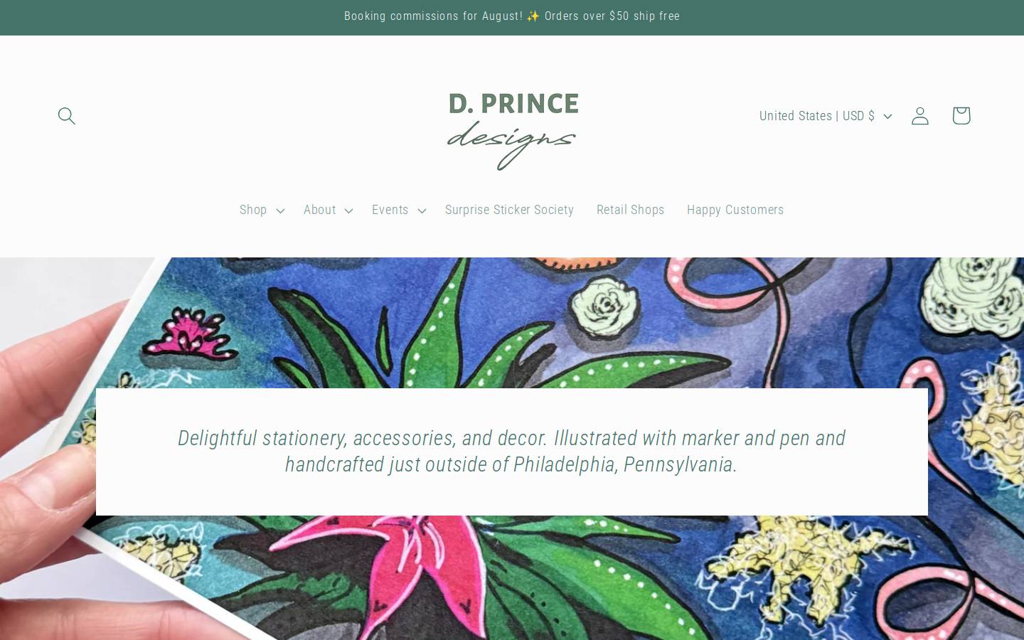 dprincedesigns.com homepage screenshot