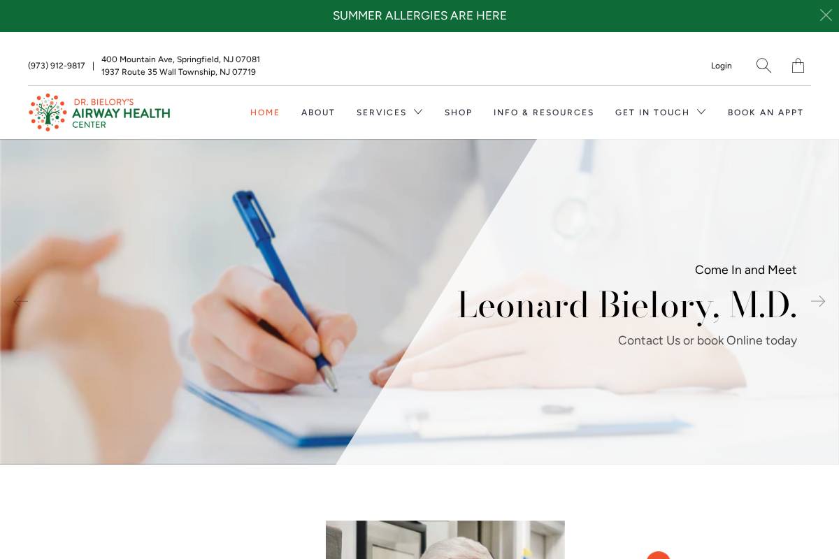 dr-bielory.com homepage screenshot