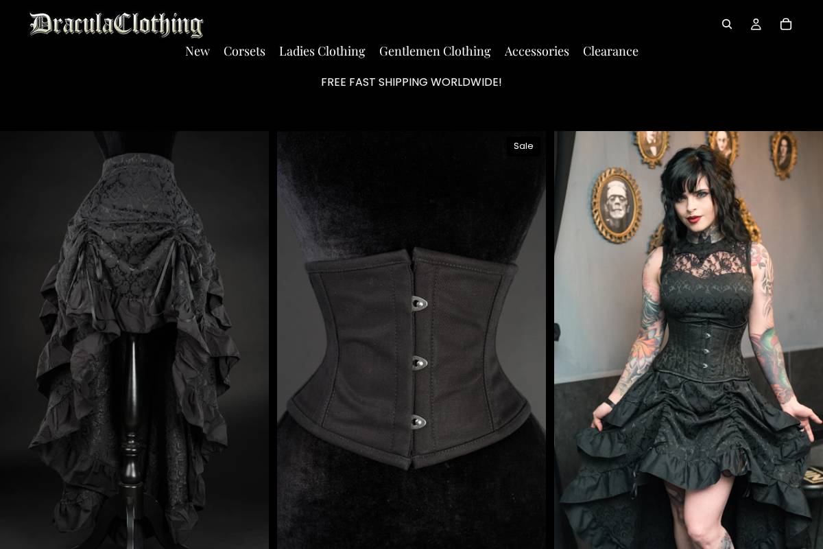 Draculaclothing homepage screenshot