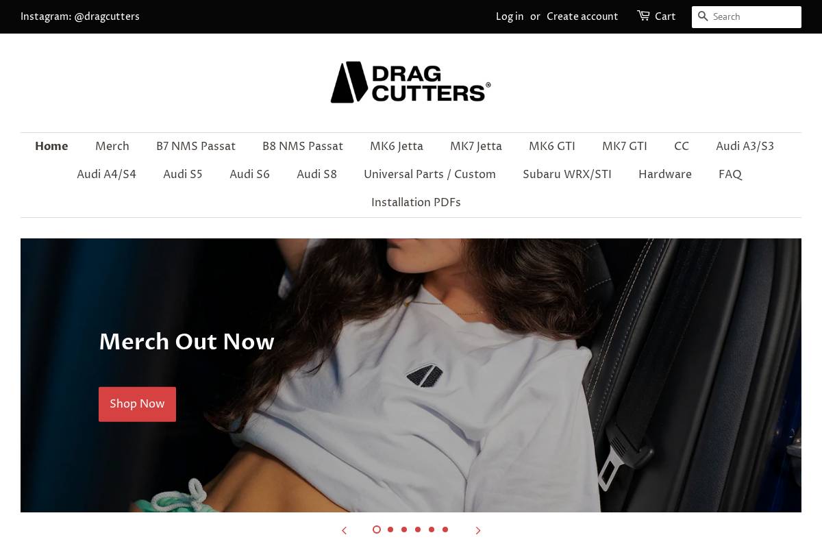 dragcutters.com homepage screenshot