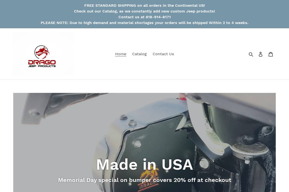 dragojeepproducts.com homepage screenshot