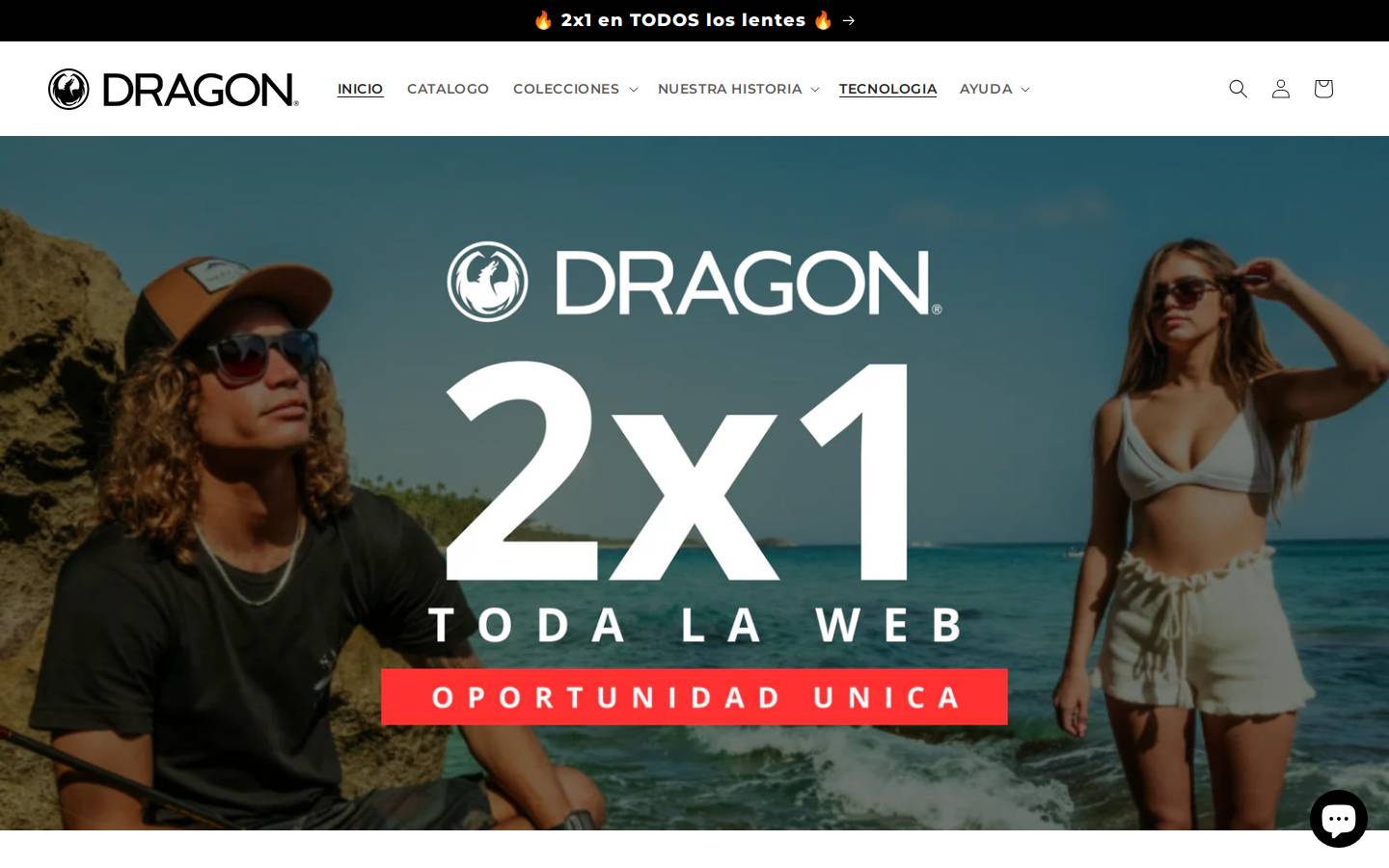 Dragon Alliance homepage screenshot