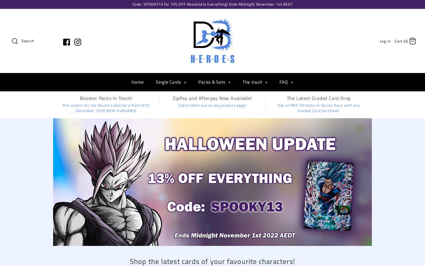 dragonballheroes.com.au homepage screenshot