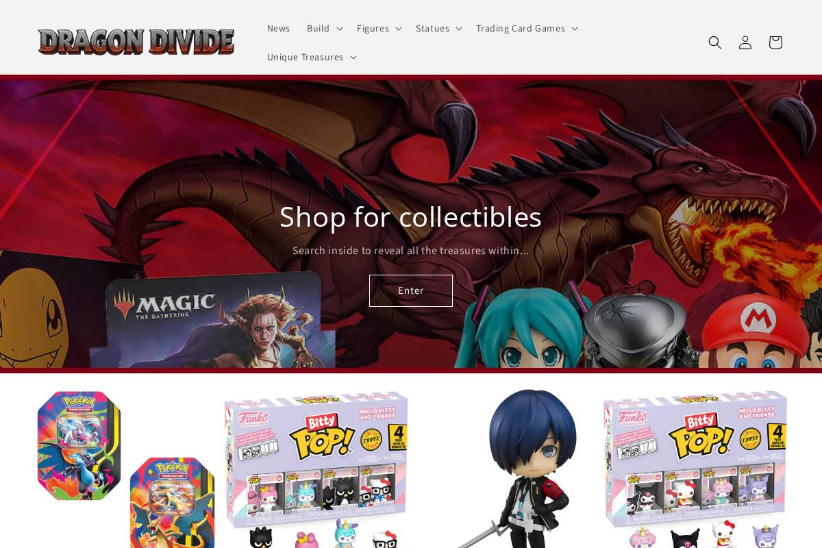 Dragondivide homepage screenshot