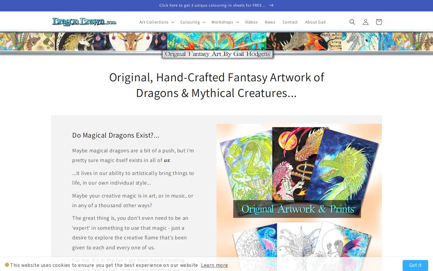 dragondrawn.com homepage screenshot